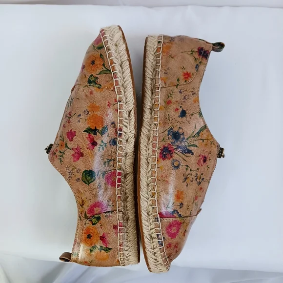 New PATRICIA NASH Italian Leather Espradrills Floral Print Resort Flats Size 11 - Picture 10 of 13